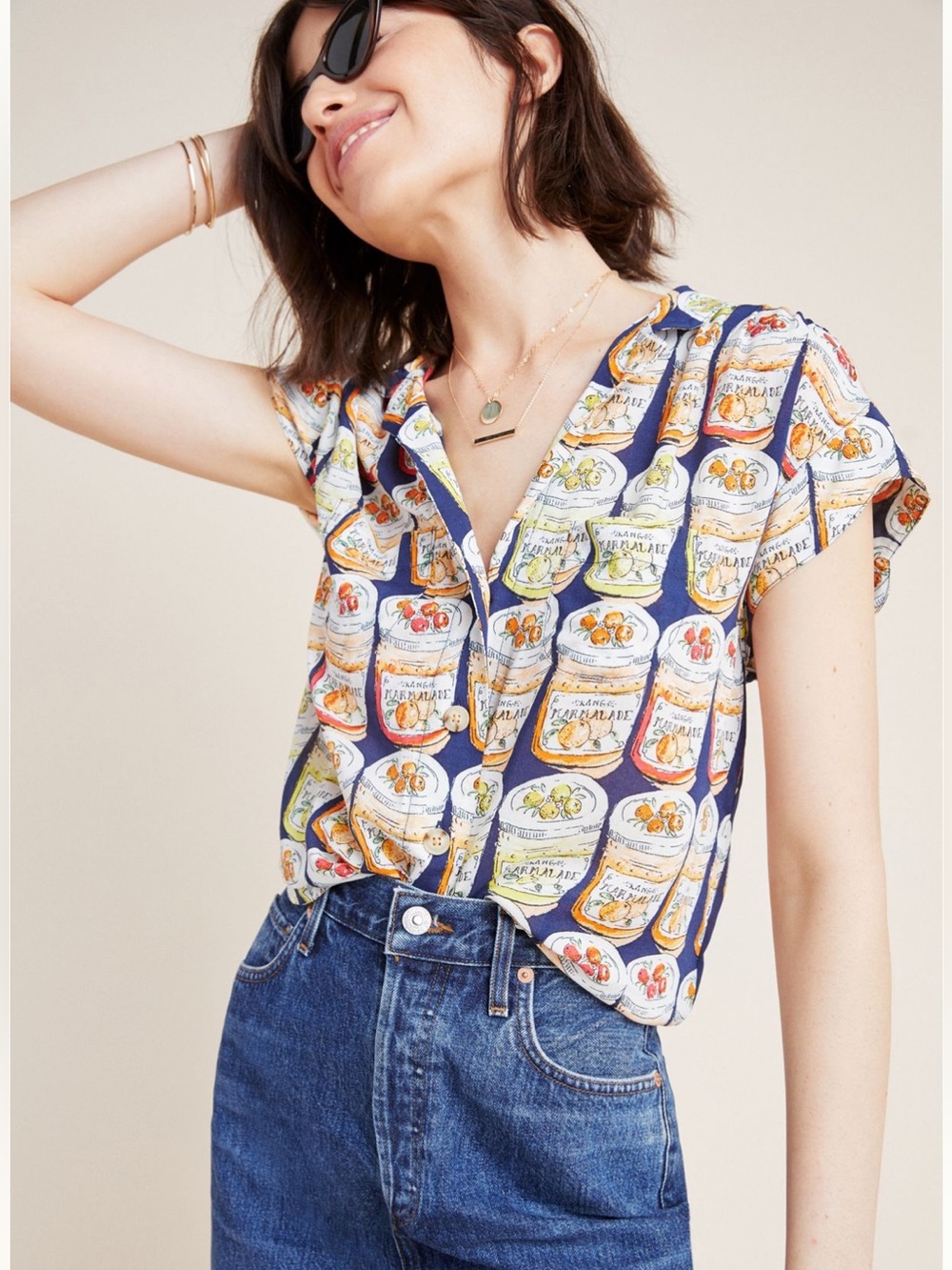 Anthropologie button down. Jelly jars. - Picture 1 of 5